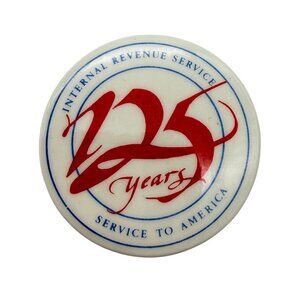 IRS 125 years service to America vintage lapel hat pin pin back international re
